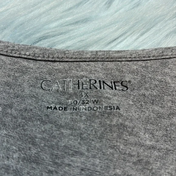 CATHERINES Sequin Penguin Graphic Grey Quarter Sleeve Top sz 4X - Picture 8 of 10
